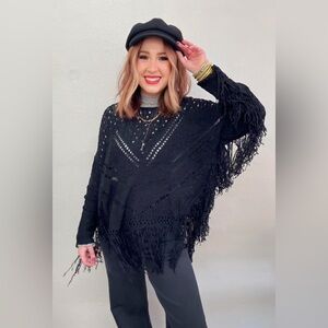 New Fantastic Fawn Fringe Boho Black Top